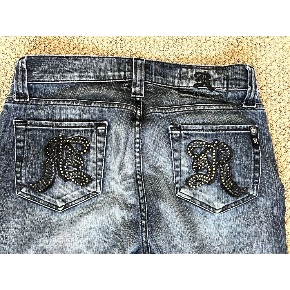 Rock & Republic Men's Size 34 Blue Denim Button-Fly Studded Straight Leg Jeans‎ - Picture 3 of 5